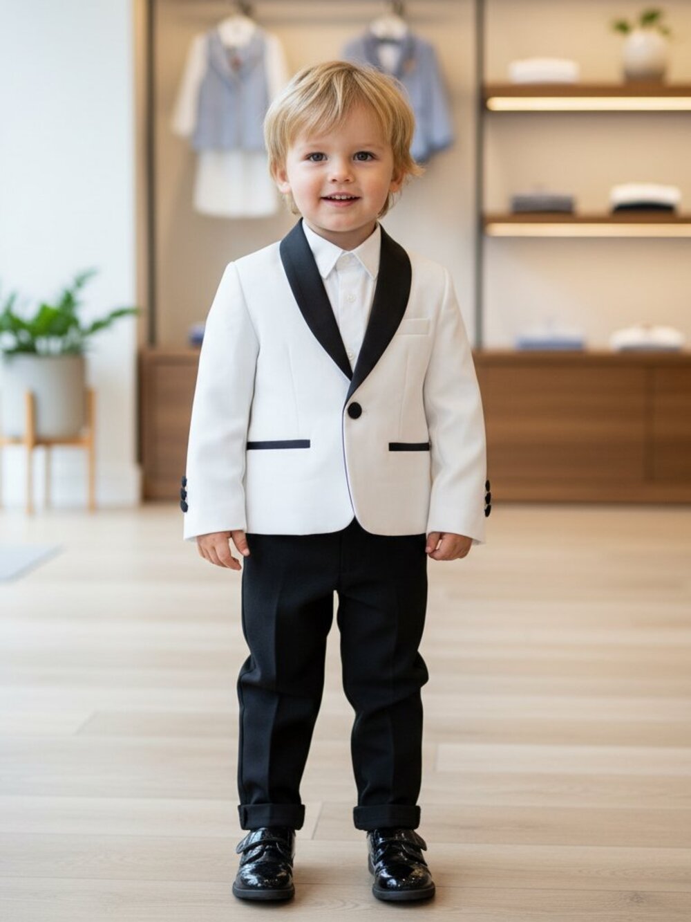 OppoSuits Pearly White Boys Tuxedo NWOT 2T Black and White  Jacket Pants